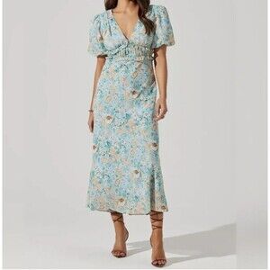 Floral Blue Midi Dress